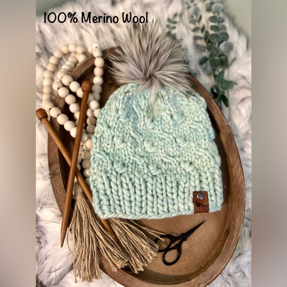 Hand knit beanie
